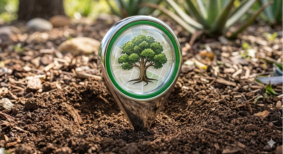 Tree with rugged QR/NFC tag for digital verification